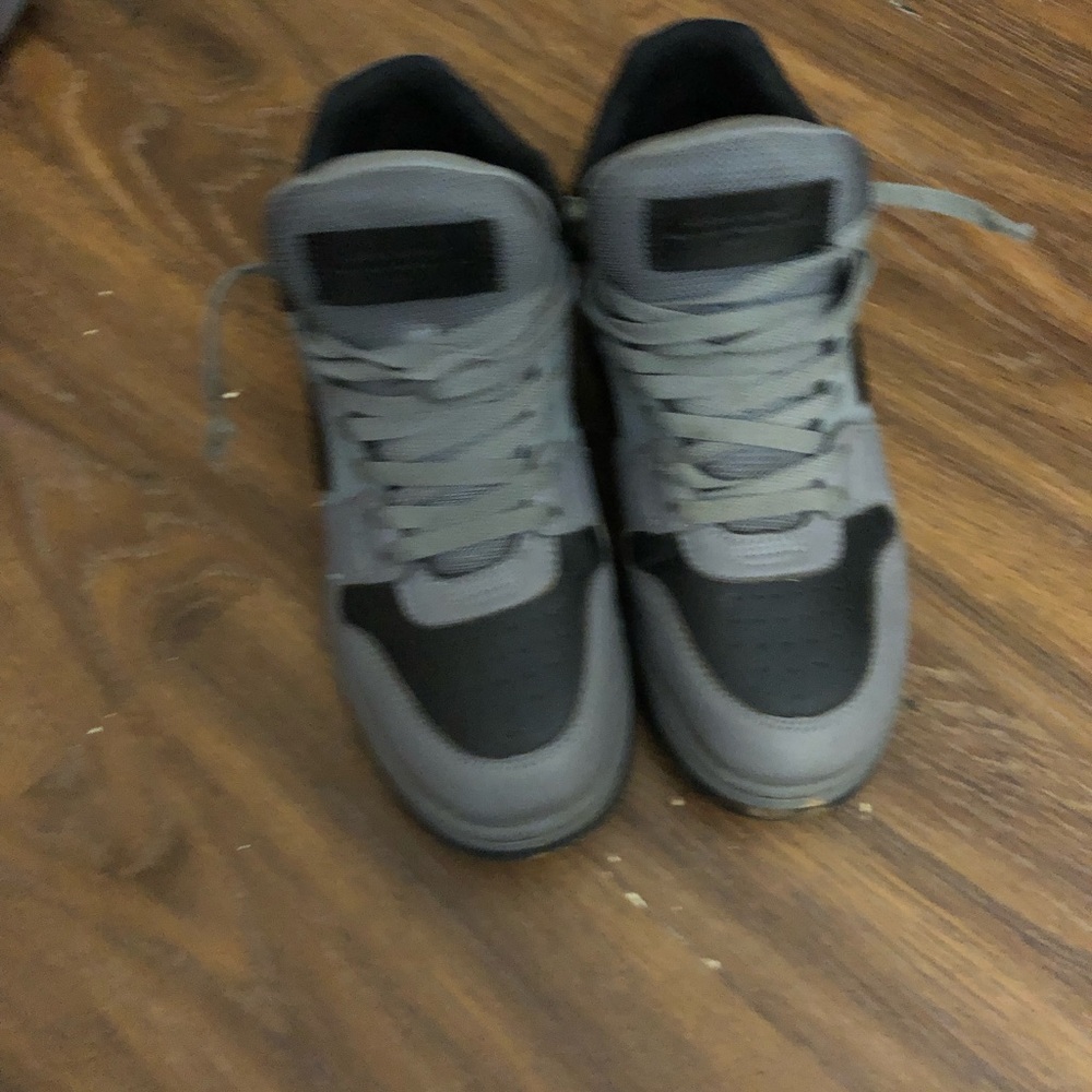 Off-White Gray and Black Low-Top Sneakers